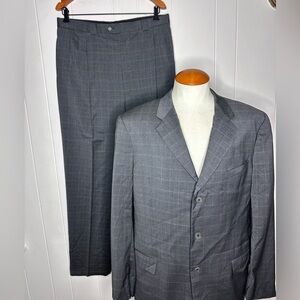 Joseph Abboud Black Label Checkered Gray Wool SUIT